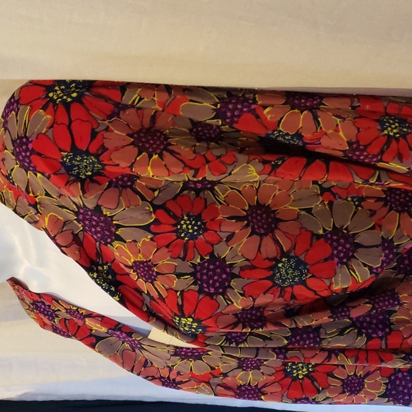 Lularoe Purple and Red Flower Print Lindsay Kimono Cardigan Size L - Picture 3 of 13